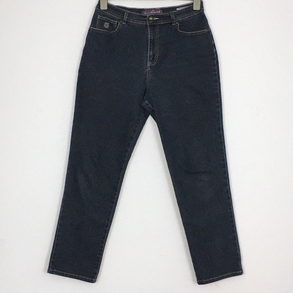 Gloria Vanderbilt Jeans Womens 10 Amanda Rhinestone Embroidered High Rise Denim